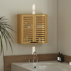 Badezimmerschrank Hängeschrank aus Bambus mit atmungsaktiv Lamellentüren, verstellbar Ablage 60 x 20 x 60 cm Naturholz