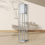 Stehlampe mit Regal, 3 Fächer, kompakte Maße, MDF, Hellgrau