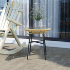 Gartentisch im Boho-Stil, PE-Rattan, gehärtetes Glas, wetterbeständig, 50 cm x 50 cm x 50 cm, Beige