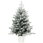 Mini 90 cm Weihnachtsbaum mit 296 Zweigspitzen Schnee-Effekt Topf, Mini-Tischbaum für Zuhause Büro, Weiß