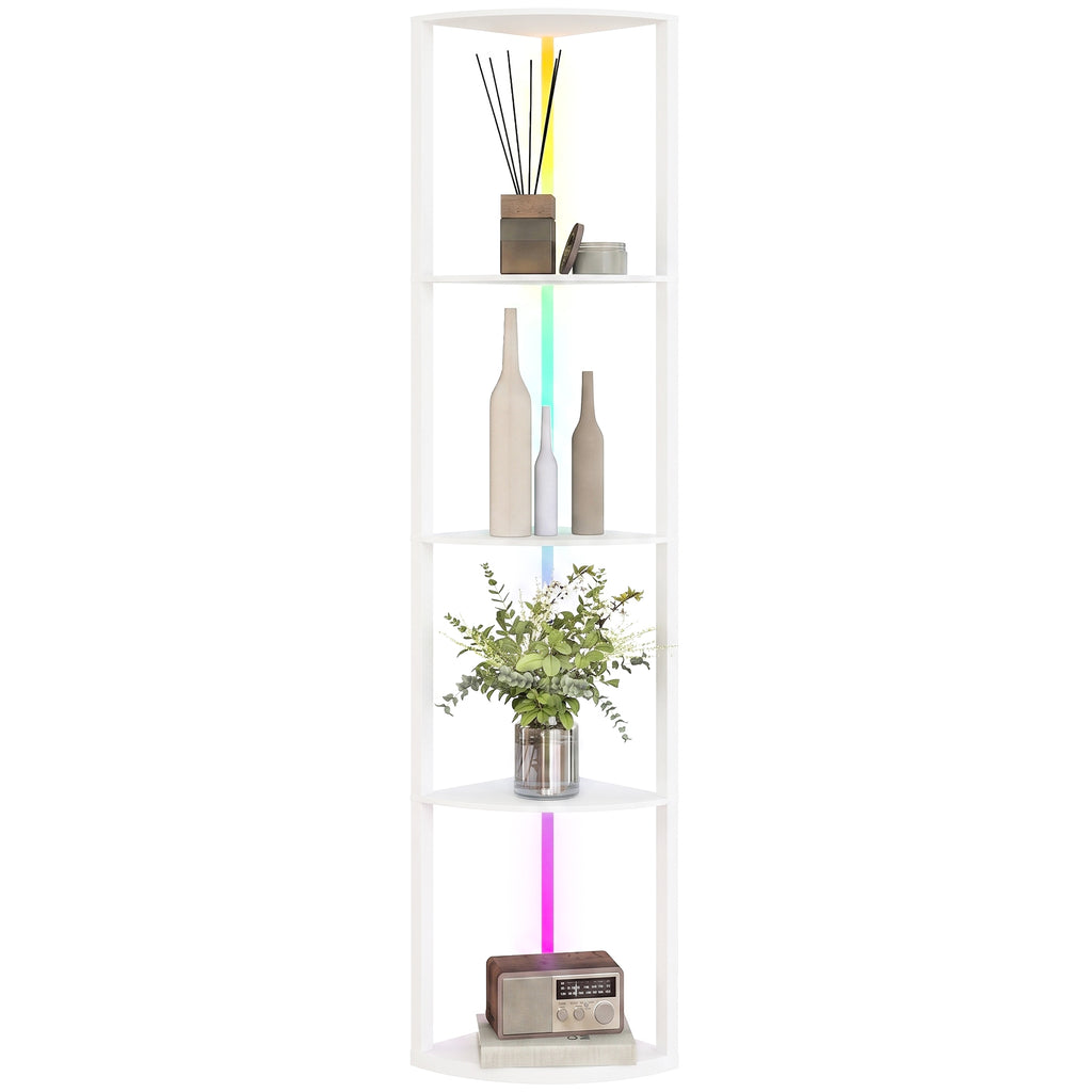 LED Stehlampe 5-stufige dimmbar Stehleuchte mit Regal, RGB Farbwechsel, Fernbedienung