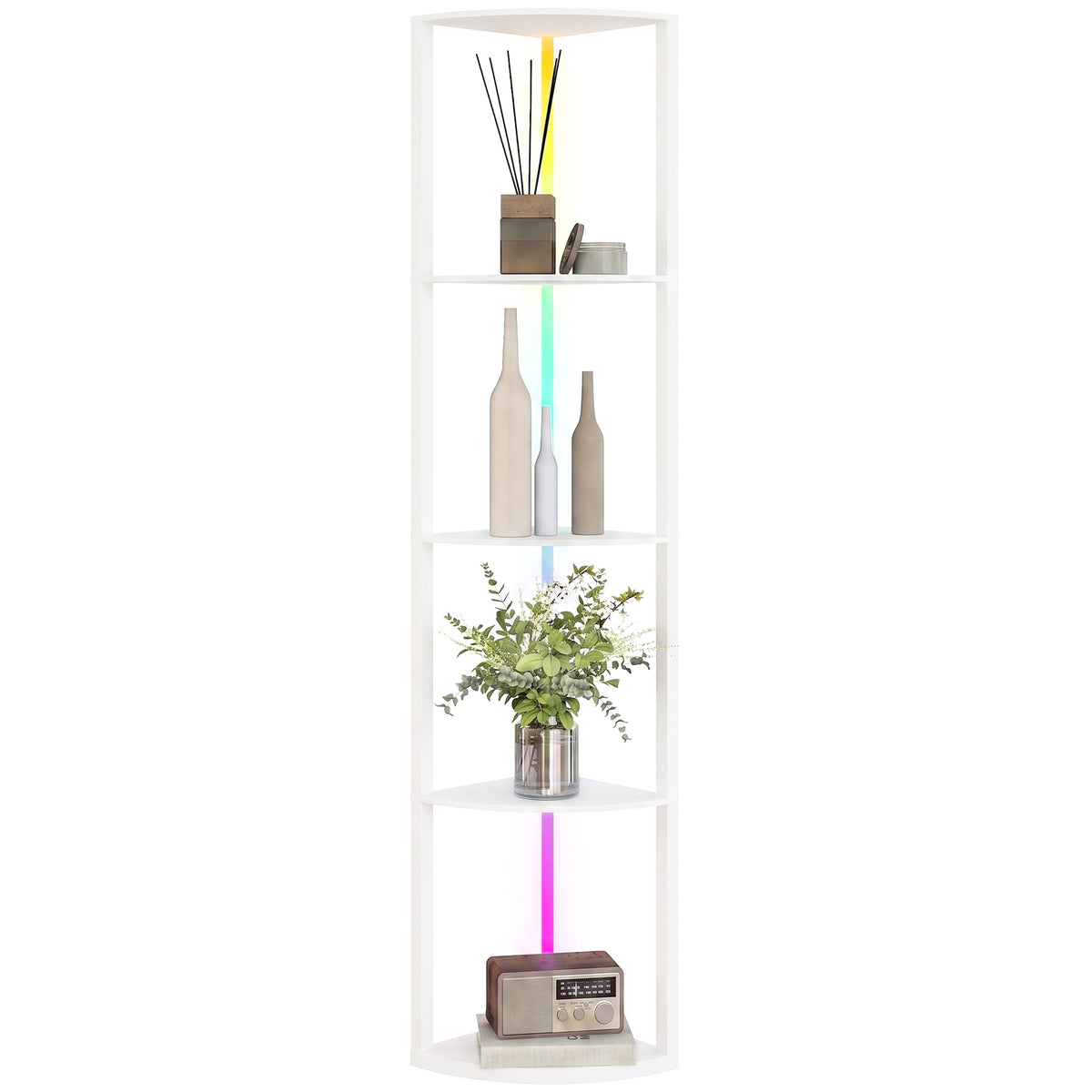 LED Stehlampe 5-stufige dimmbar Stehleuchte mit Regal, RGB Farbwechsel, Fernbedienung
