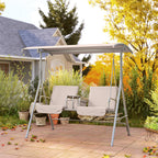 Hollywoodschaukel, Gartenschaukel, 2-Sitzer-Schaukel mit Sonnendach, 175 x 112 x 158 cm, Beige