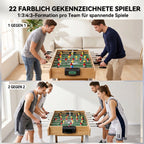 4ft Table Football, Foosball Game Table with 22 Players, 2 Balls and Manual Scorers for Family, Natural Wood Finish