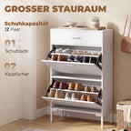 Schuhschrank Schuhkipper Max. 12 Paar Schuhe Weiß 75 x 26 x 110 cm