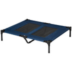 Raised Dog Bed Cat Elevated Lifted Puppy Pet Elevated Cot Portable Camping Basket – Blue (Large)