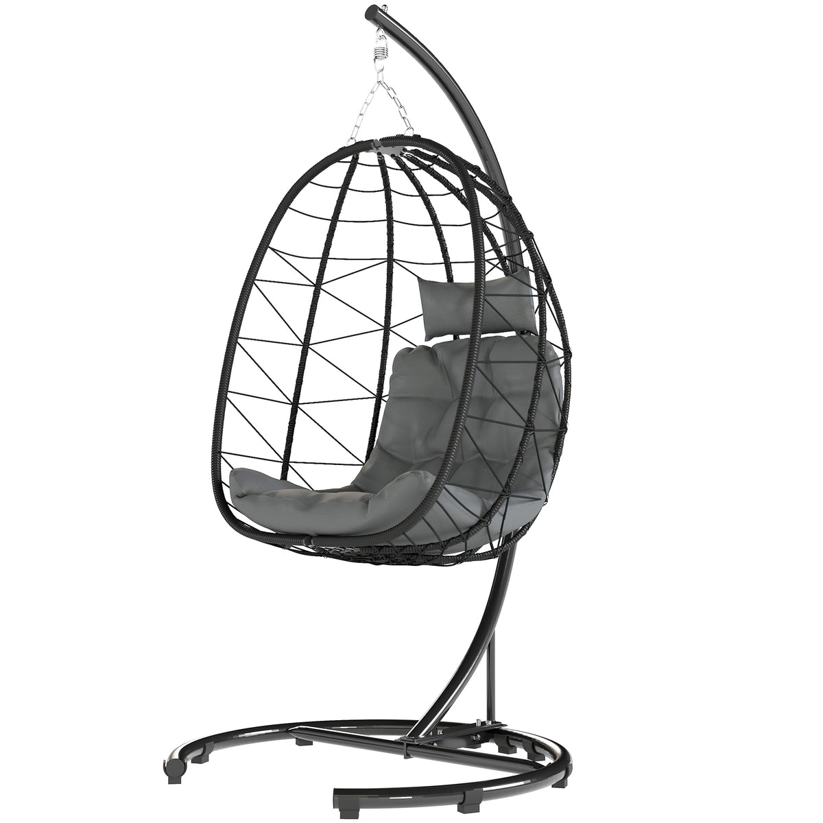 Hängesessel Outdoor Hängesessel Egg Chair, wetterbeständig, inkl. Polster, 102 cm x 102 cm x 195 cm, Dunkelgrau