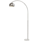 Stehlampe, Bogen-Design mit Marmorsockel, 167 cm, Silber