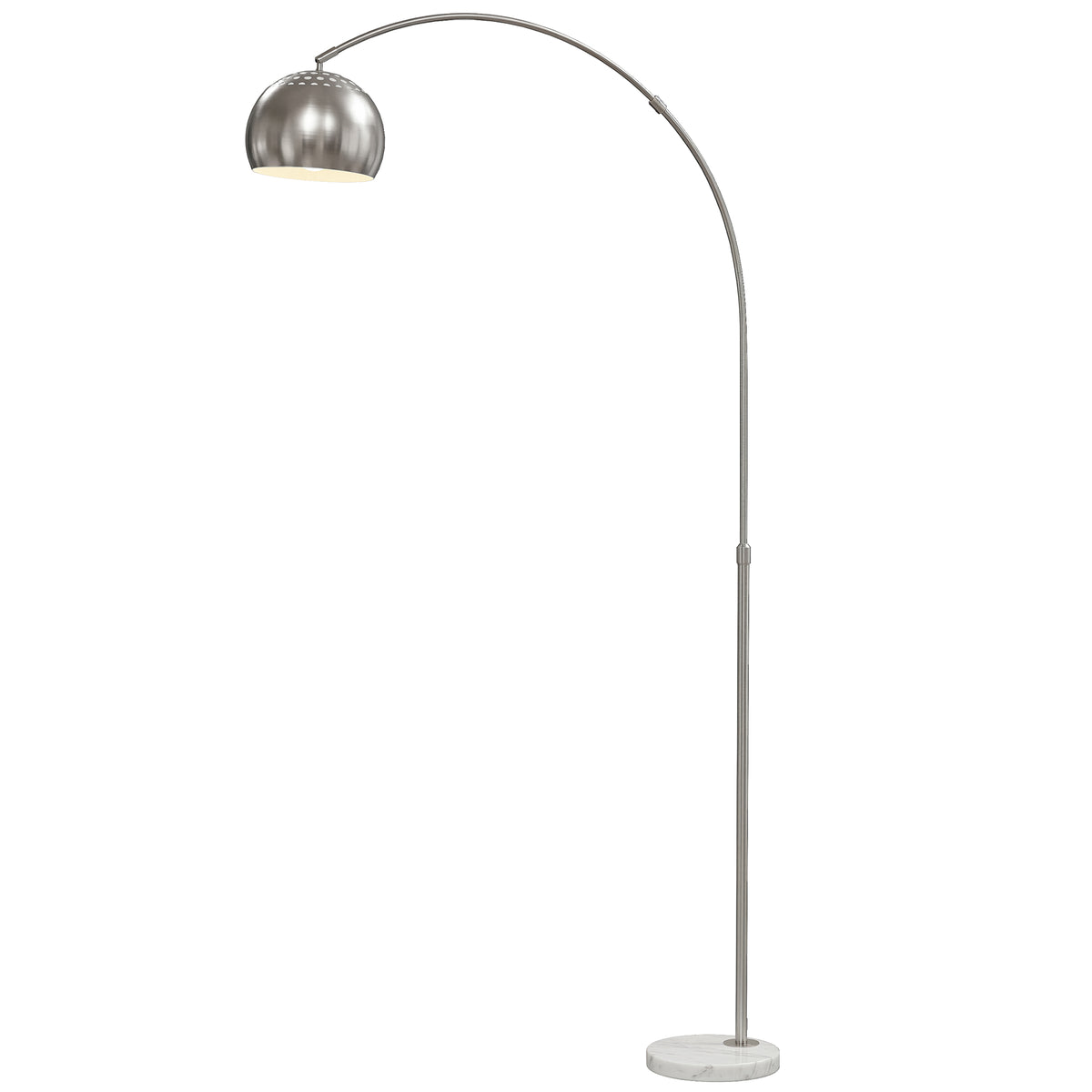 Stehlampe, Bogen-Design mit Marmorsockel, 167 cm, Silber
