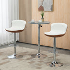 2er-Set Barhocker, höhenverstellbar, Metallgestell, drehbarer Sitz, Cremeweiß