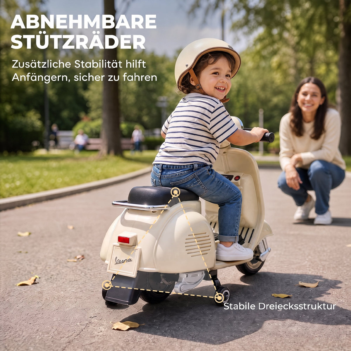 Elektro Motorrad Kinder VESPA 6V Elektromotorrad Lithium-Akku Weiß