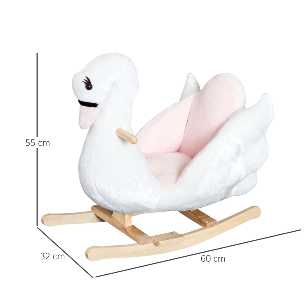 Schaukeltier Schaukelpferd mit Sicherheitsgurt Musik, 55 cm Baby Schaukel aus weichem Plüsch Schaukelspielzeug Spielzeug Wippe für Baby Kinder Kleinkinder ab 18 Monate Holz