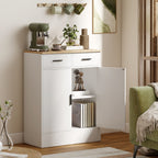Sideboard mit Stauraum, Kommode mit 2 Schubladen, verstellbares Regal, f¨¹r K¨¹che, Wohnzimmer, Flur, Naturholz, Wei?