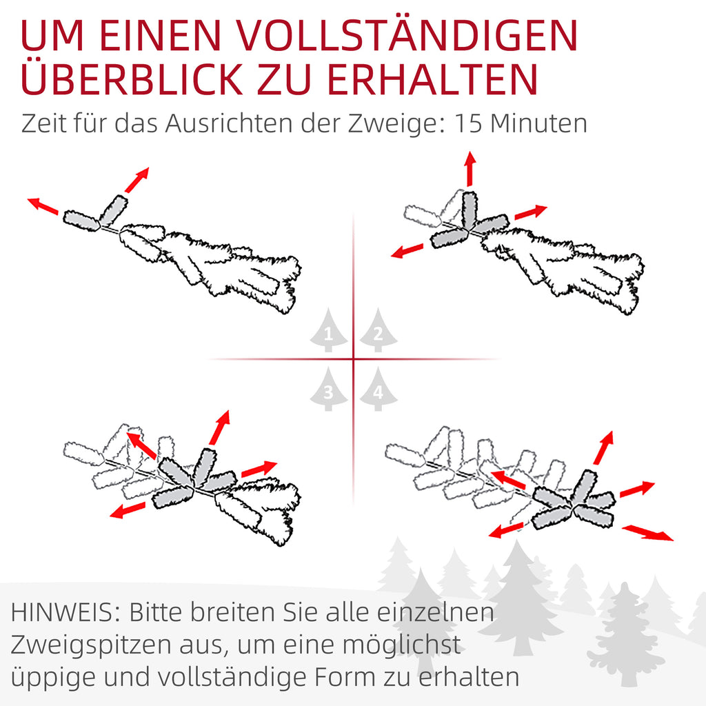 Weihnachtsbaum 180 cm, LED-Lichterkette, Kunstkette, flammhemmend, Metallbasis, Grün