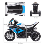Kindermotorrad, Elektromotorrad, Scheinwerfer, 3 Musikmodi, f¨¹r Kinder 1,5-5 Jahre, Blau, 82,5 x 42 x 54cm