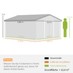 Geräteschuppen, Wetterfestes Gartenhaus für Gartengeräte, mit Belüftungsfenstern, Schiebetüren, Stahl, Gelb