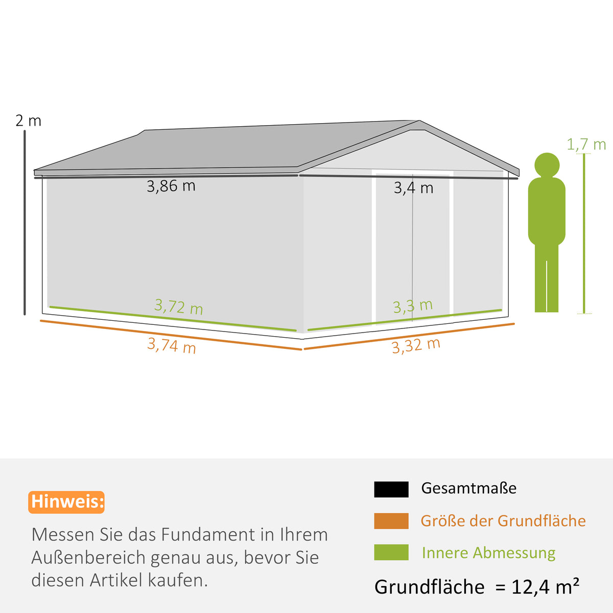 Geräteschuppen, Wetterfestes Gartenhaus für Gartengeräte, mit Belüftungsfenstern, Schiebetüren, Stahl, Gelb