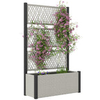Garden Planter Box with Trellis, Liner for Climbing Plants, Vegetables, Flowers, 90 x 35 x 148 cm, Mixed-grey