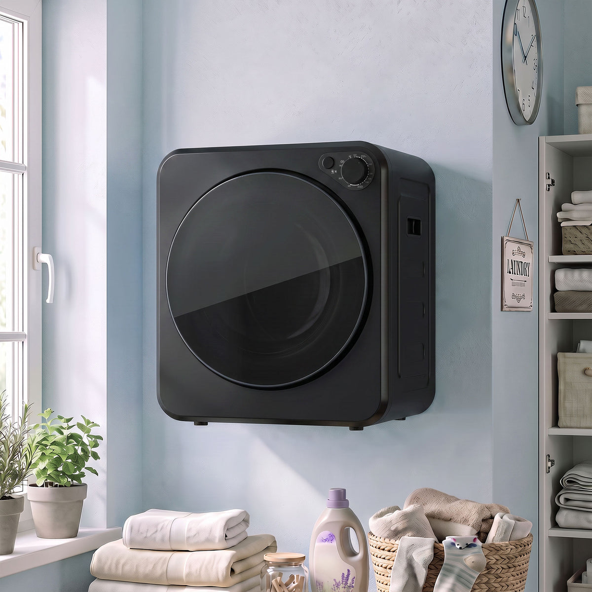 Mini Wäschetrockner 4 kg 5 Programme 800W/400W Freistehend Schwarz