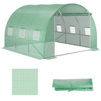 Ersatzfolie für 3x3x2 m Gewächshaus, robust, reißfest, 6 Fenster, Tür, NUR Folie Grün