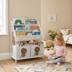 Bücherregal für Kinder Kinderregal mit 2 offenen Fächer 3 Hängeregale 60 x 30 x 76 cm Weiß