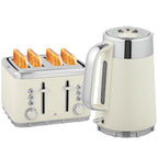 2200W, 1,7L Wasserkocher mit Schnellkochfunktion, Entkalkungsfilter und 4-Scheiben-Toaster mit 7 Br?unungsstufen, Creme