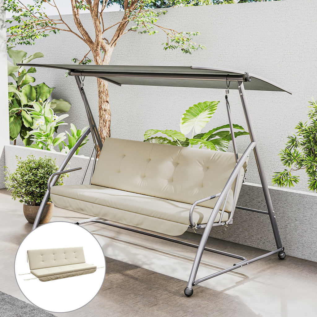 Auflagen-Set für Hollywoodschaukel 170 cm Stuhlkissen Schaukelauflage Sitzkissen Gartenschaukel Gartenpolster Rückenkissen Seitenkissen Beige