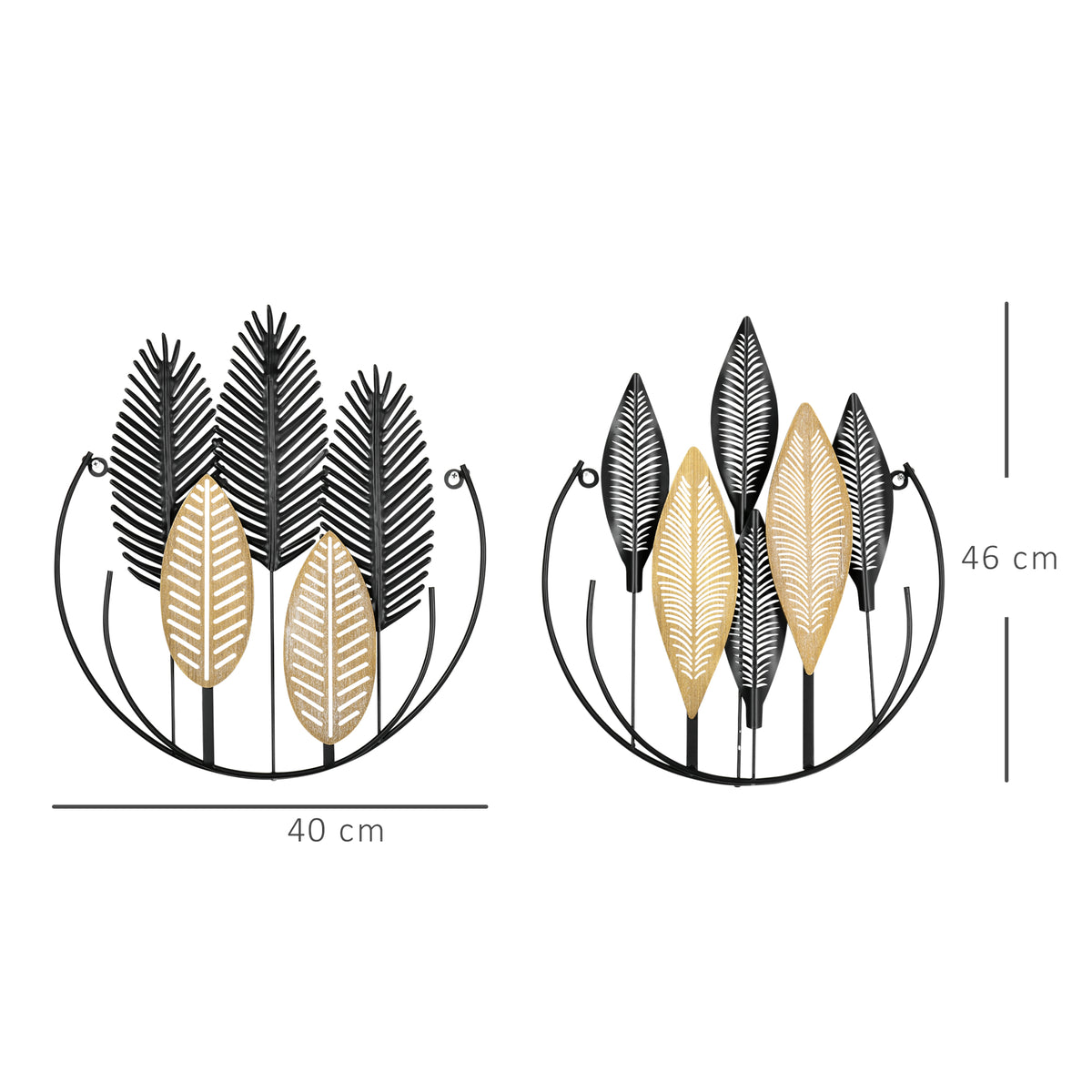 3D -Wandbilder 2er-Set Moderne Wanddekoration Metall Natur + Schwarz