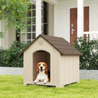Hundehütte wetterfestes Hundehaus 88 x 79 x 89 cm Erhöhte Hundehöhle mit aufklappbarem Asphaltdach, Bodenankern