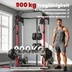 Power Cage, Power Rack with Adjustable Cable Pulley System, Pull-Up Bar, Dip Station, Landmine