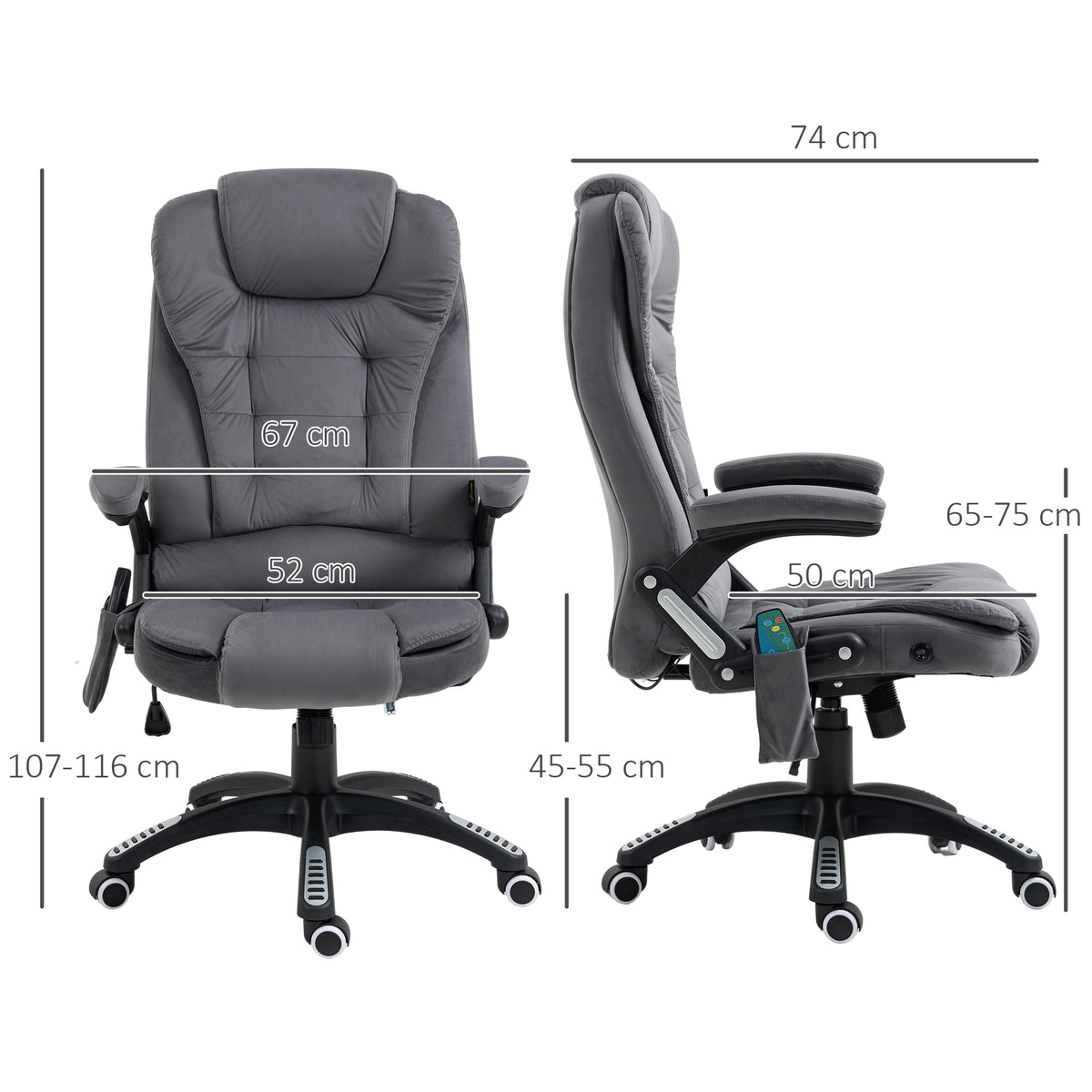 B¨¹rostuhl mit Massage- & W?rmefunktion, ergonomisch, h?henverstellbar, Dunkelgrau
