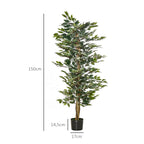 Künstlicher Ficus-baum groß 150 cm Kunstbaum, Kunstpflanze, Plastik Künstliche Pflanzen im Topf, Fake Plant wie echt für Wohnzimmer Schlafzimmer Büro Garten Moderne Dekoration Geschenk