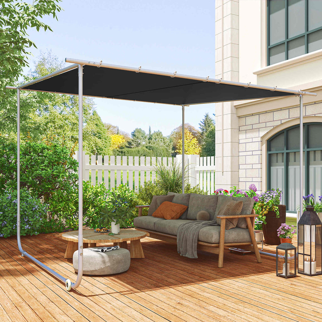 3 x 3(m) Mobile Pergola Kit, Portable Garden Gazebo with Wheels, Sandbags, Steel Frame, UV-Resistant