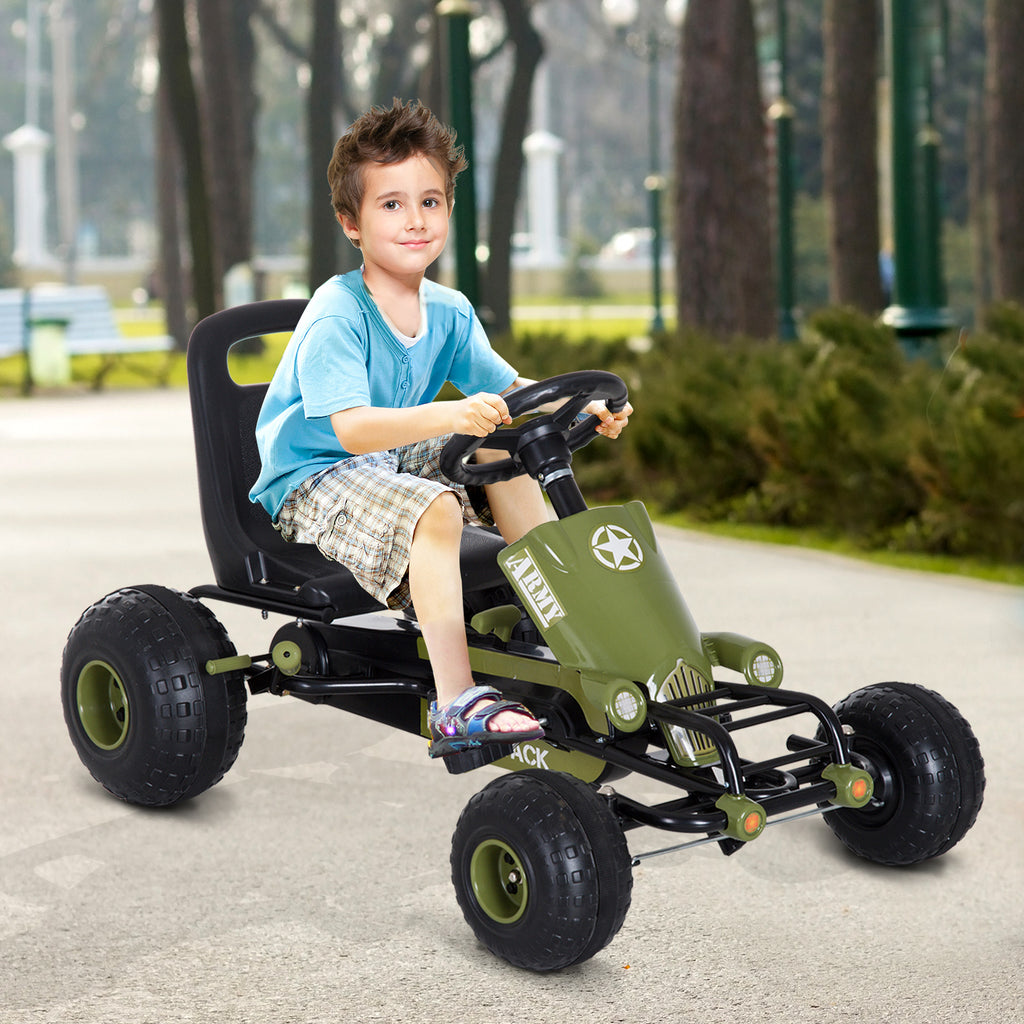 Kids Children Pedal Go Kart Ride on Car Adjustable Seat Braking System for 3 - 6 Years Old Green 99 x 65 x 56 cm