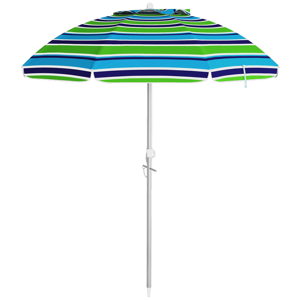 Sonnenschirm Strand Ø178 cm UV40+ windfest stabil höhenverstellbar Strandschirm mit Neigung Belüftung Tasche Mehrfarbig