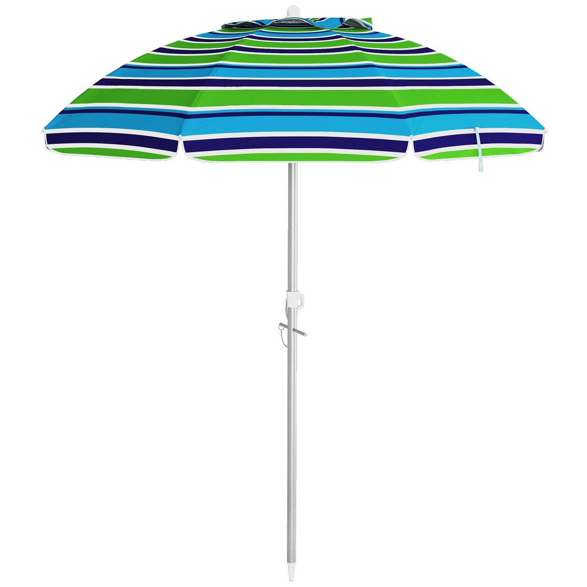 Sonnenschirm Strand Ø178 cm UV40+ windfest stabil höhenverstellbar Strandschirm mit Neigung Belüftung Tasche Mehrfarbig