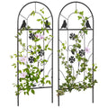 2er-Set Metallspalier, mit Vogel- und Kleeverzierung, für Garten & Terrasse, schwarz, 38 x 98 cm