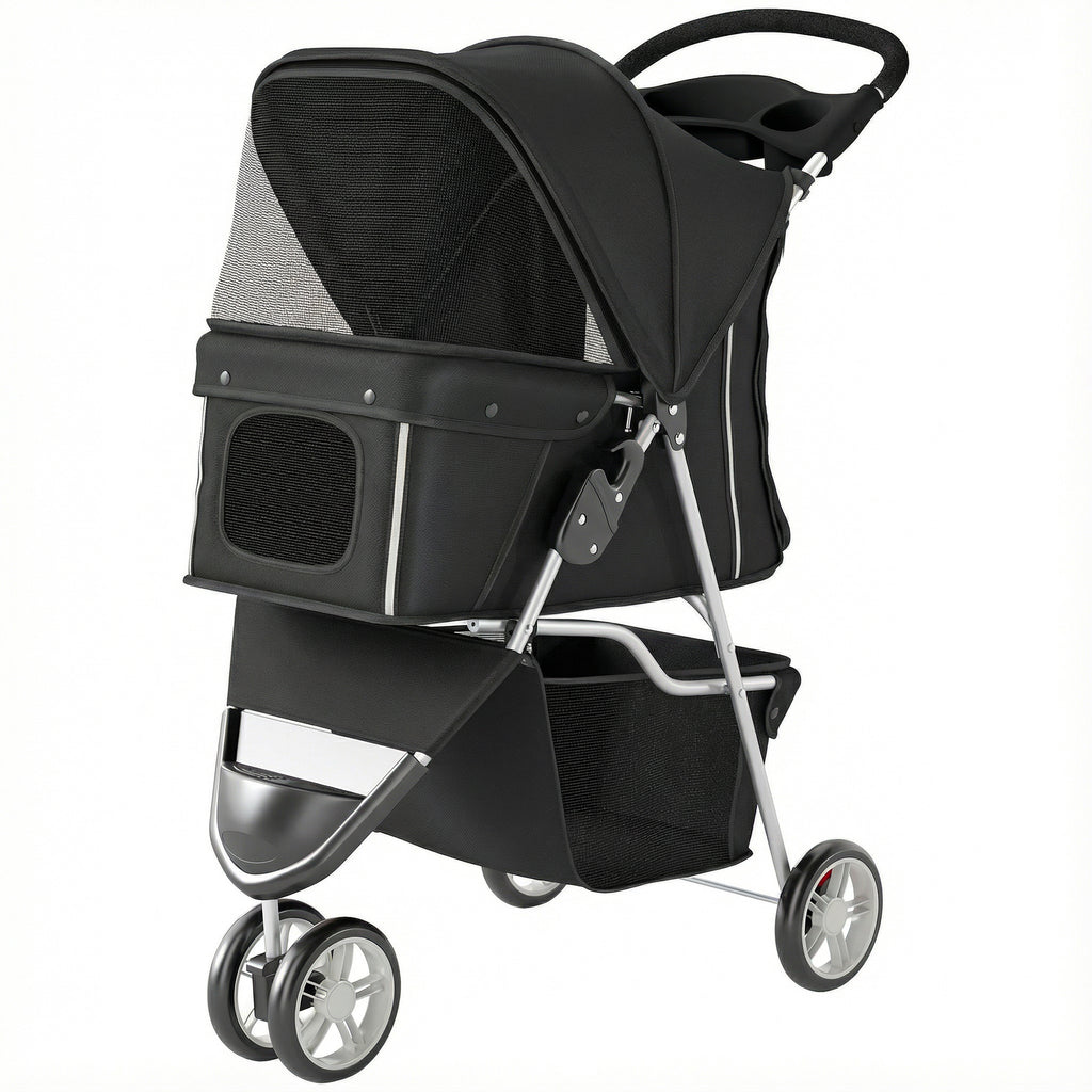 3 Wheel Pet Stroller for Small and Miniature Dogs, Black