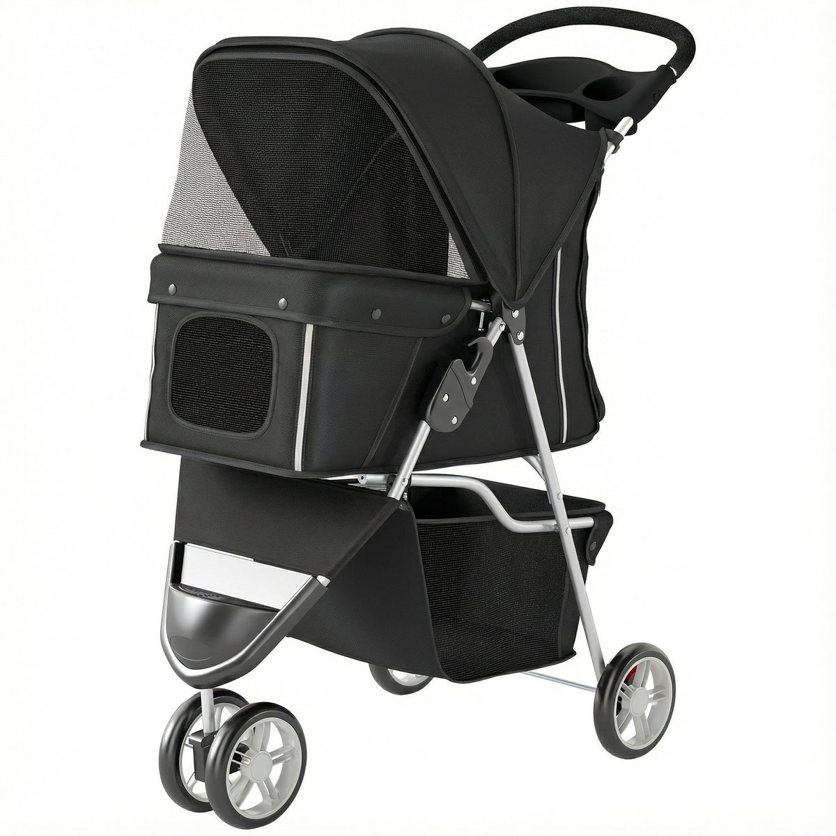 3 Wheel Pet Stroller for Small and Miniature Dogs, Black