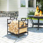 Kaminholzregal für innen 42,5 x 33,5 x 43 cm Brennholzregal für Kamin Ofen aus Metall Schwarz
