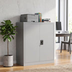 Aktenschrank Stahlschrank Mehrzweckschrank mit verstellbarem Regal und Schloss für Arbeitszimmer Wohnzimmer Grau