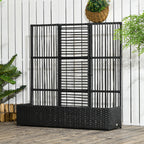 Blumenkasten mit Spalier, wetterfest, Polyrattan, 103 x 29 x 103 cm, Schwarz