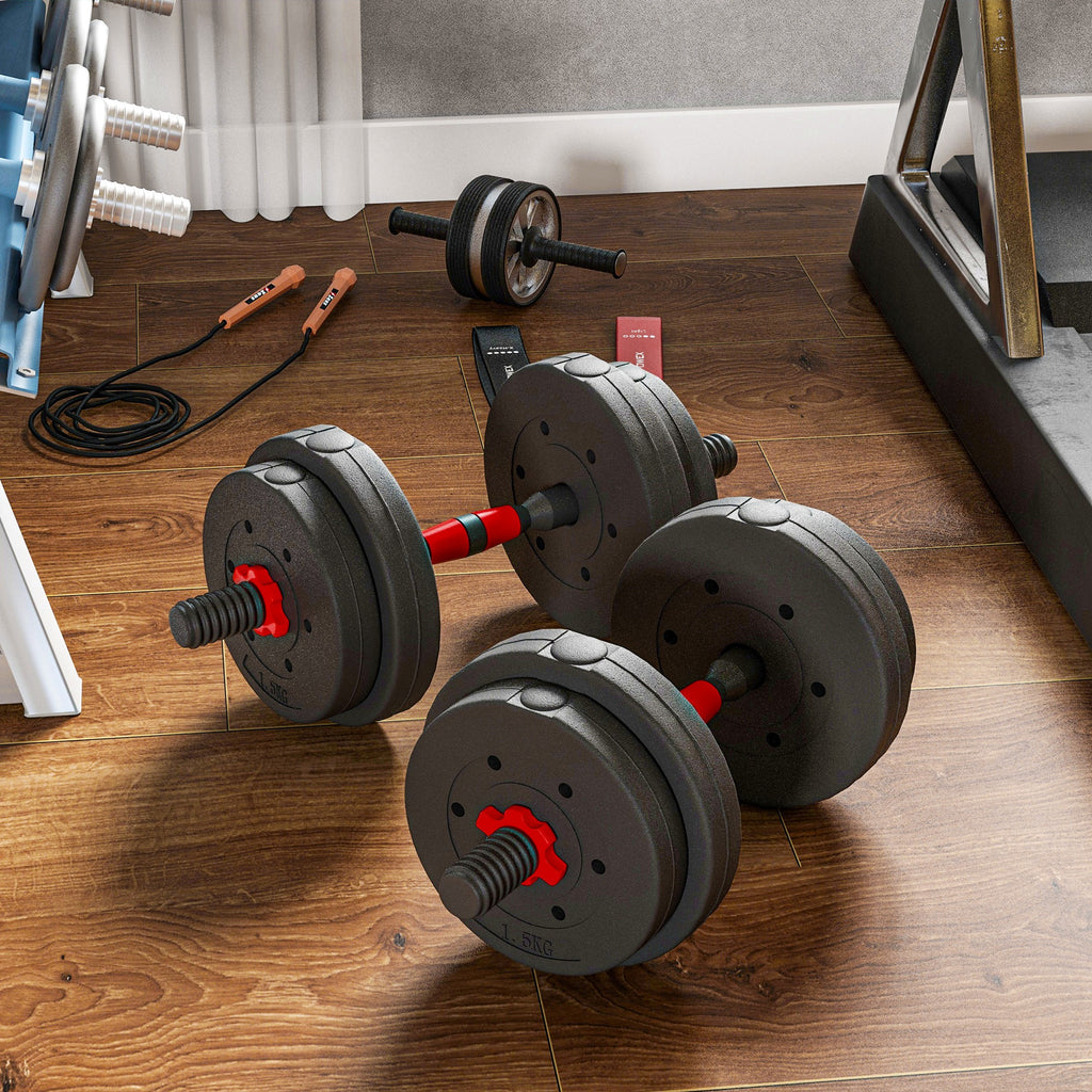 15kg 2 in 1 Adjustable Dumbbells Weight Set, Dumbbell Hand Weight Barbell for Weight Training, Black
