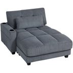 Sofa-Bett mit Kissen, Schaumstoff, zum Bett umwandelbar, Becherhalter, Grau