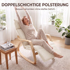 Schaukelstuhl mit 5-Fach Verstellbare Fußstütze, Cremeweiß