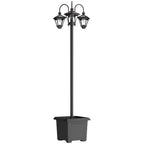 Solar Lamp Post with Dusk-to-Dawn Sensor Street Light with 3-Head Planter 185 cm Black