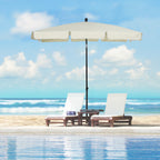  2 x 1.3m Garden Parasol Umbrella, Outdoor Market Table Umbrella with Ruffles & Aluminium Pole, Rectangular Tilting Parasol Sun Shade Canopy, Cream White