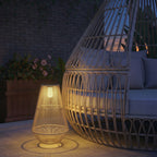 Solar Stehlampe Rattan Solarlampen mit Lichtsensor LED Solarleuchte im Boho-Stil IP44 Wasserdicht