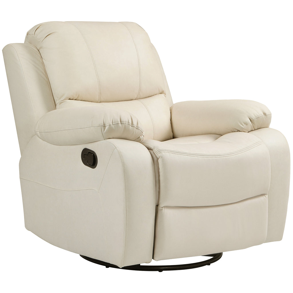 Relaxsessel, verstellbare Lehne & Fu?st¨¹tze, drehbar, bis 150 kg, Stahlrahmen, 93x100x98cm, Cremewei?