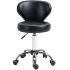 Salonhocker in Lederoptik, höhenverstellbar, bis 120 kg, Stahlgestell, Schwarz